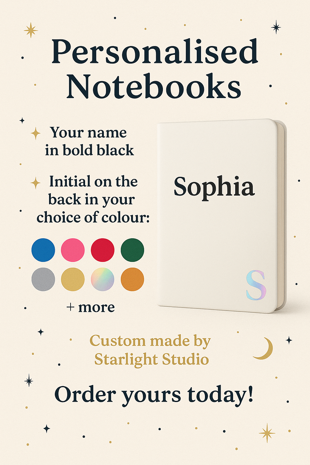 ✨ Personalised Notebooks – Custom Name & Colour Initial ✨