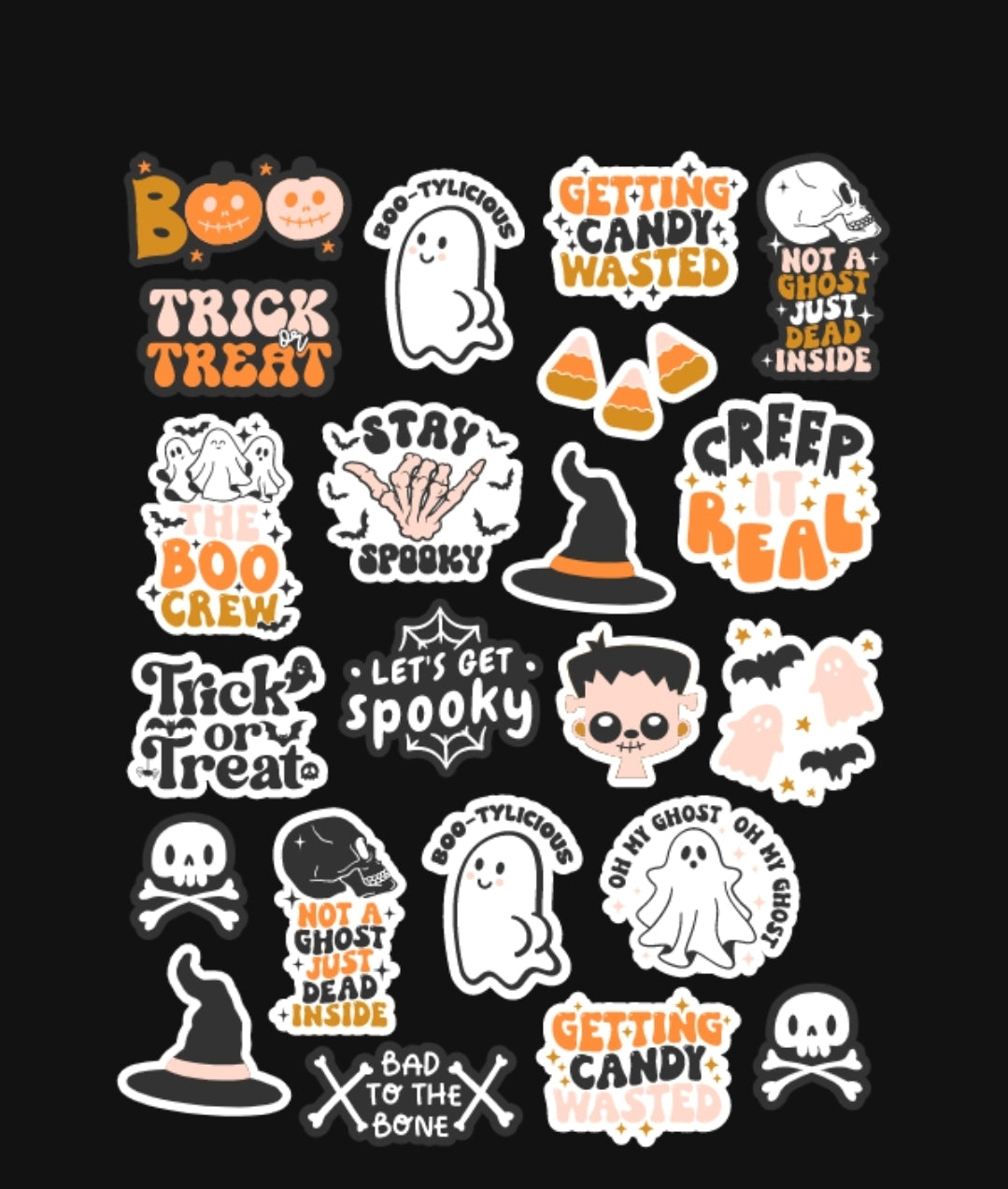 👻 Spooky Halloween Sticker Pack – Laminated, Waterproof, Handmade