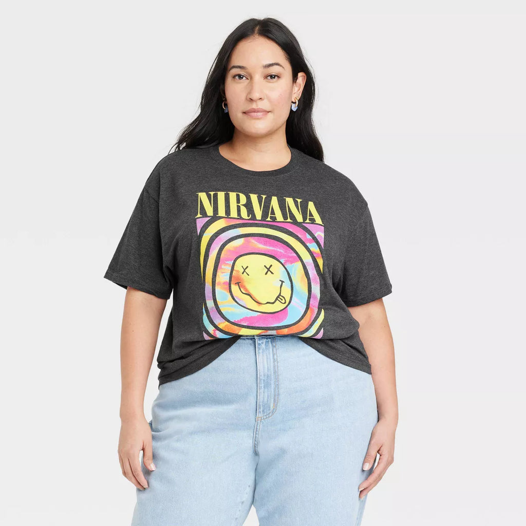 Women'S "Nirvana" Short Sleeve Graphic T-Shirt - Black