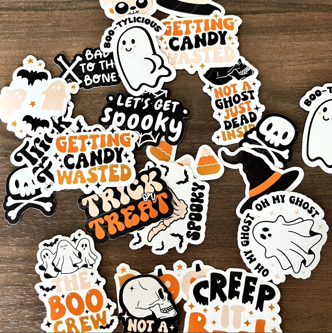 👻 Spooky Halloween Sticker Pack – Laminated, Waterproof, Handmade